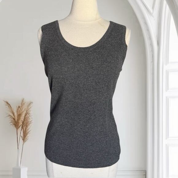 Sutton Studio Cashmere Tank Top Sweater Sz L Womens Base Layer Dark Gray Classic - Picture 1 of 6